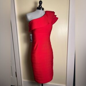 VENUS Vibrant Red One-Shoulder Dress
